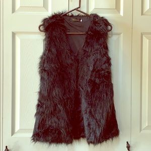 Black Faux Fur Vest